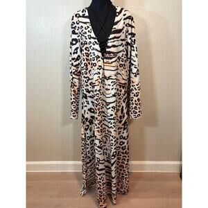 CBR Womens Maxi Dress Leopard Print SzXL Summer Spring Elegant Resort Beachfront